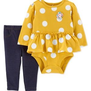 Carter’s Baby Girl’s 2- Pc. Bodysuit & Denim Set